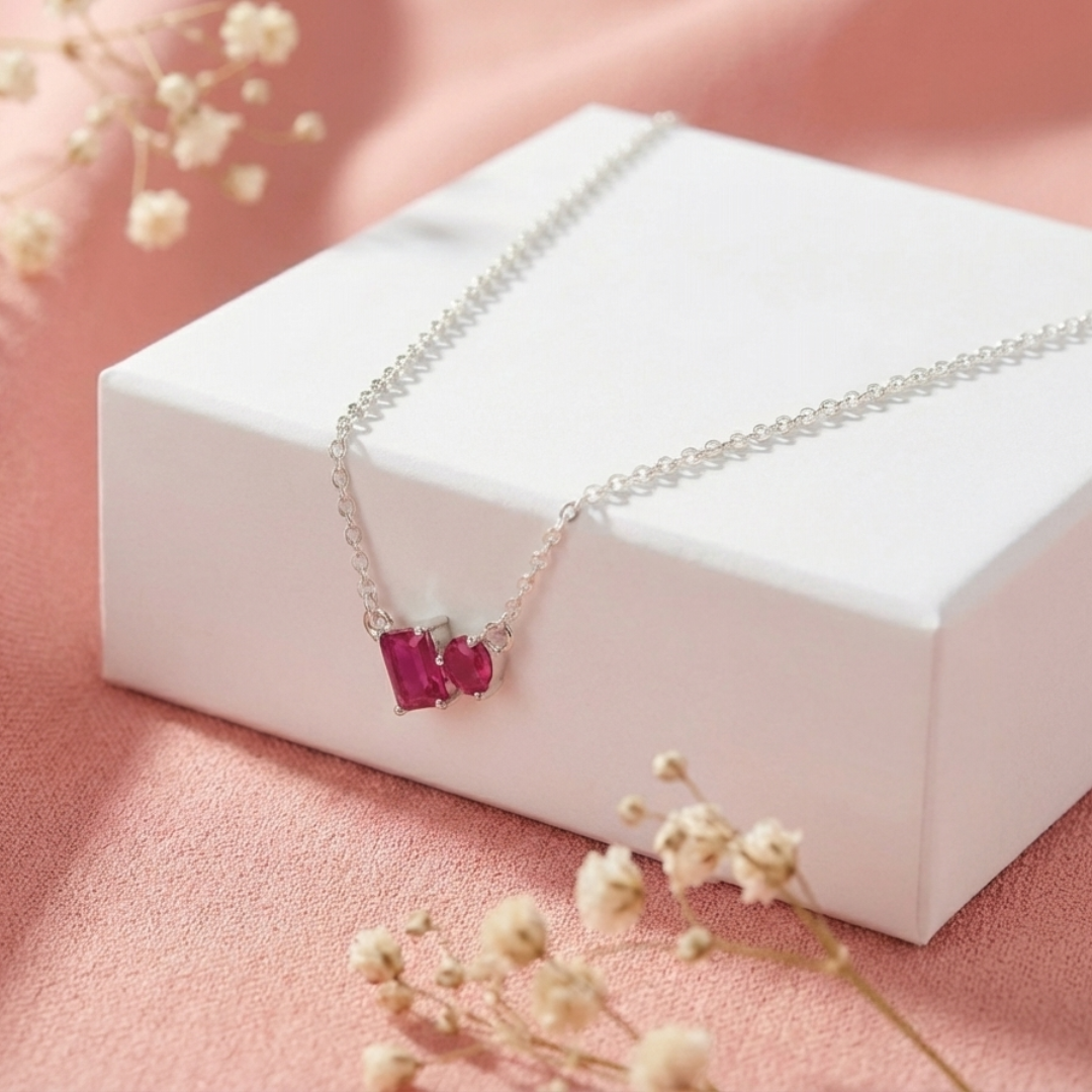 Collar Doble Rubí - Plata 925