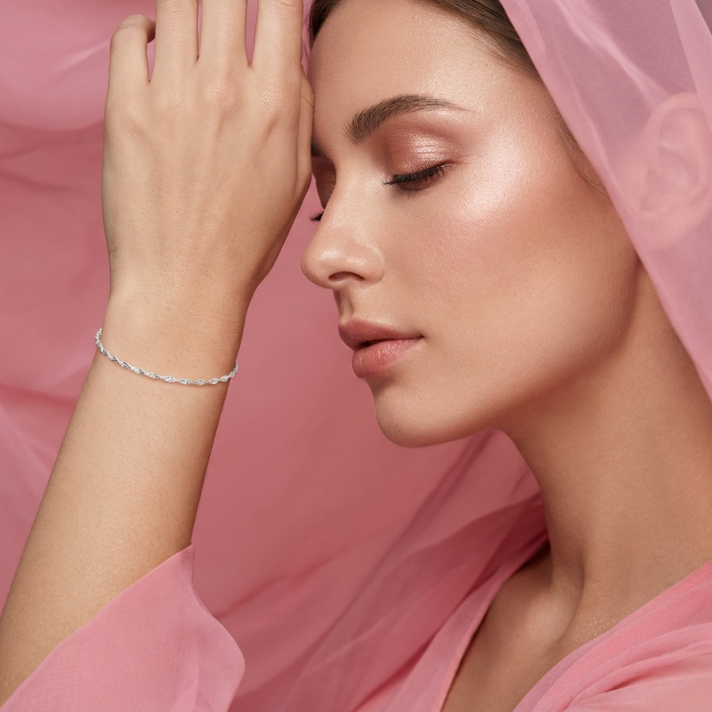 Pulsera Tourbillon Facetada 19cm - Plata 925