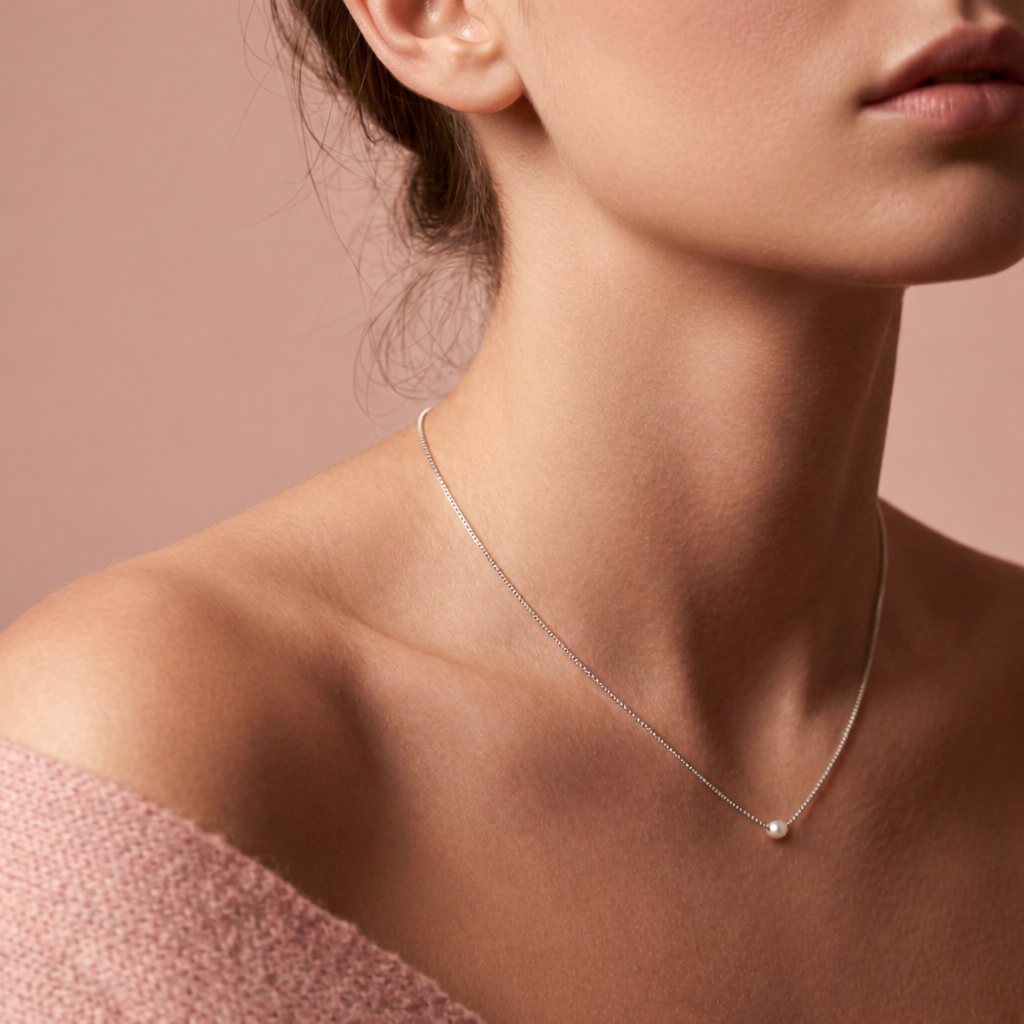 Conjunto cadena y Perla - Plata 925