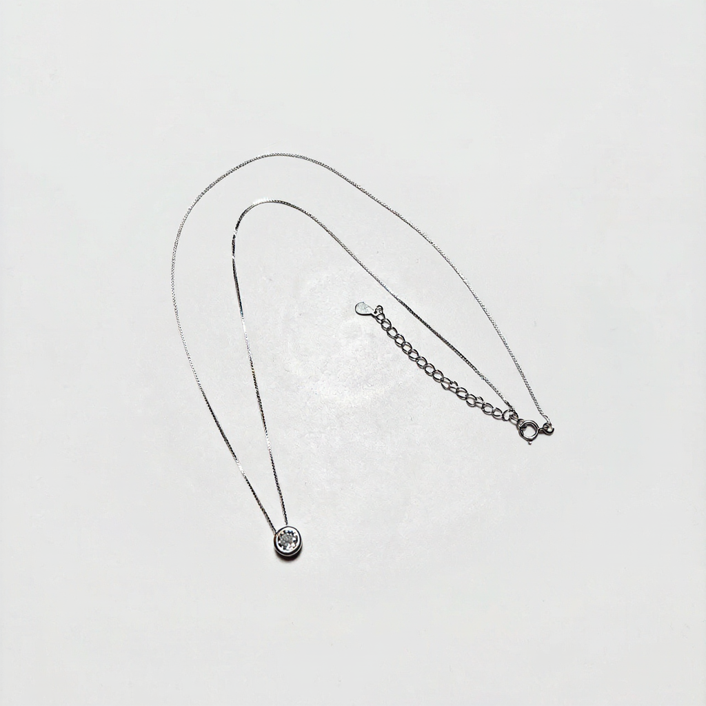 Cadena collar dije punto luz Zirconia de 8 mm - Plata 925