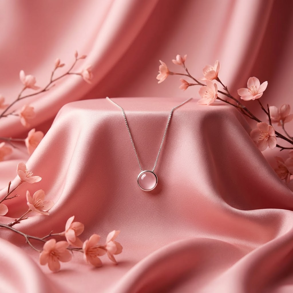 Cadena collar dije punto luz Cuarzo Rosa 5mm - Plata 925