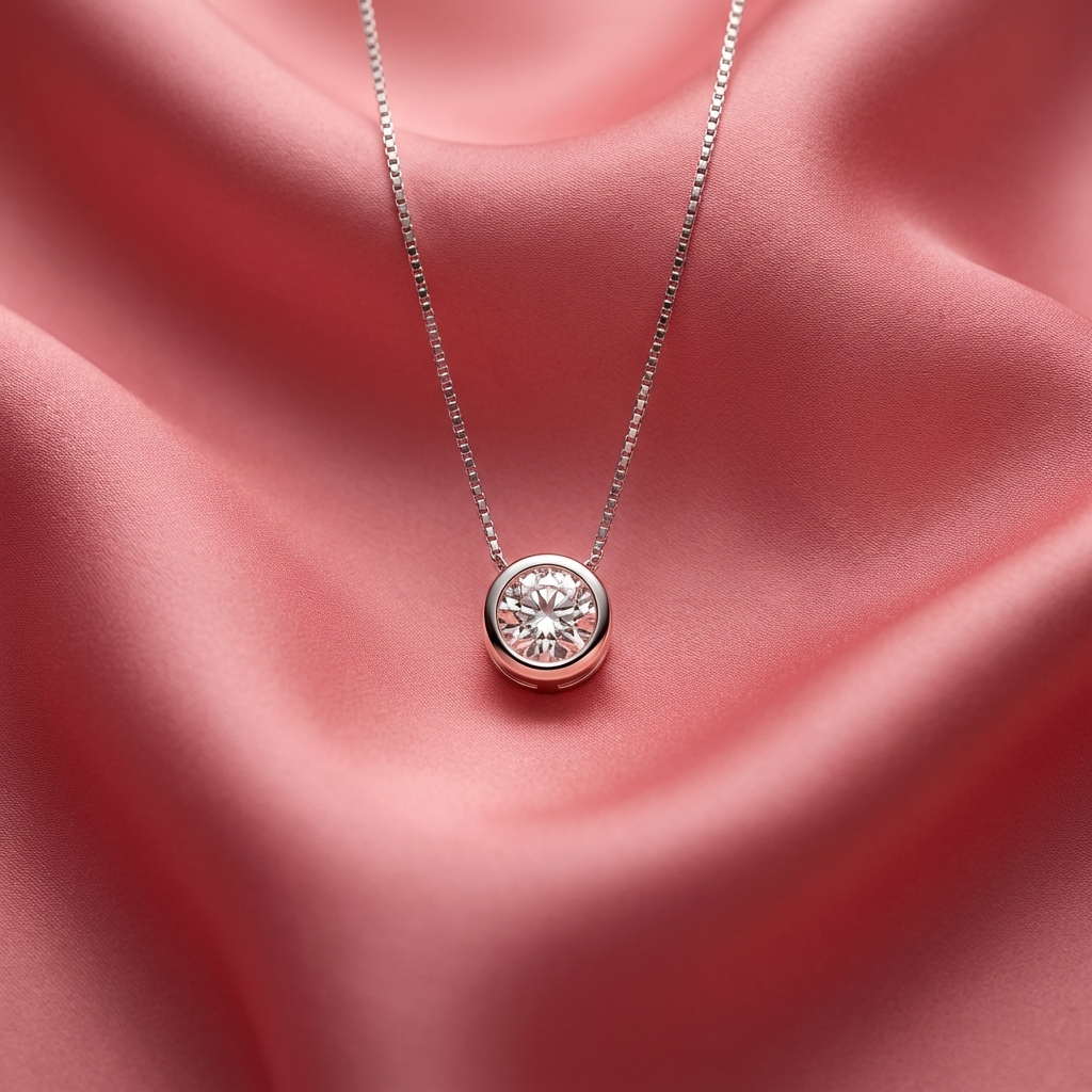 Cadena collar dije punto luz Zirconia de 8 mm - Plata 925