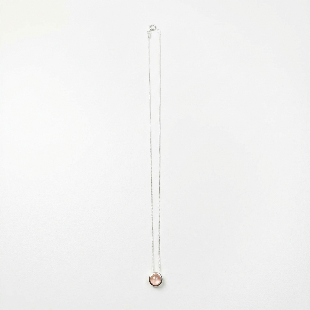 Cadena collar dije punto luz Cuarzo Rosa 5mm - Plata 925