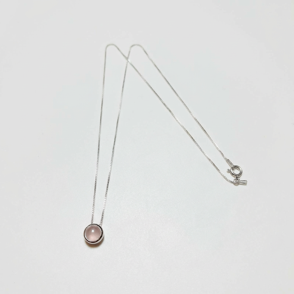 Cadena collar dije punto luz Cuarzo Rosa 5mm - Plata 925