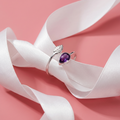 Anillo ajustable Flecha con Amatista - Plata 925