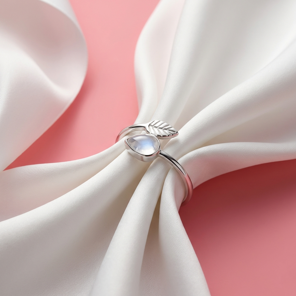 Anillo ajustable Flecha con piedra Lunar - Plata 925