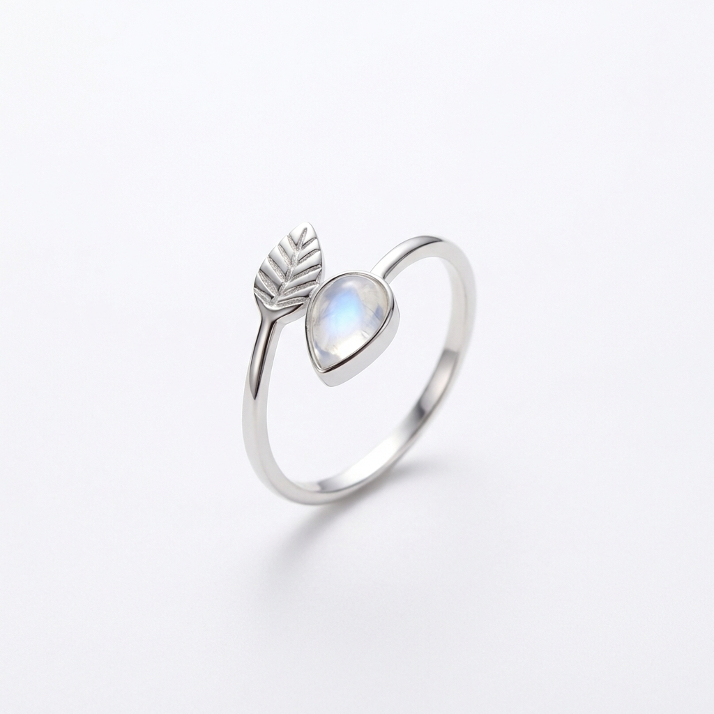 Anillo ajustable Flecha con piedra Lunar - Plata 925