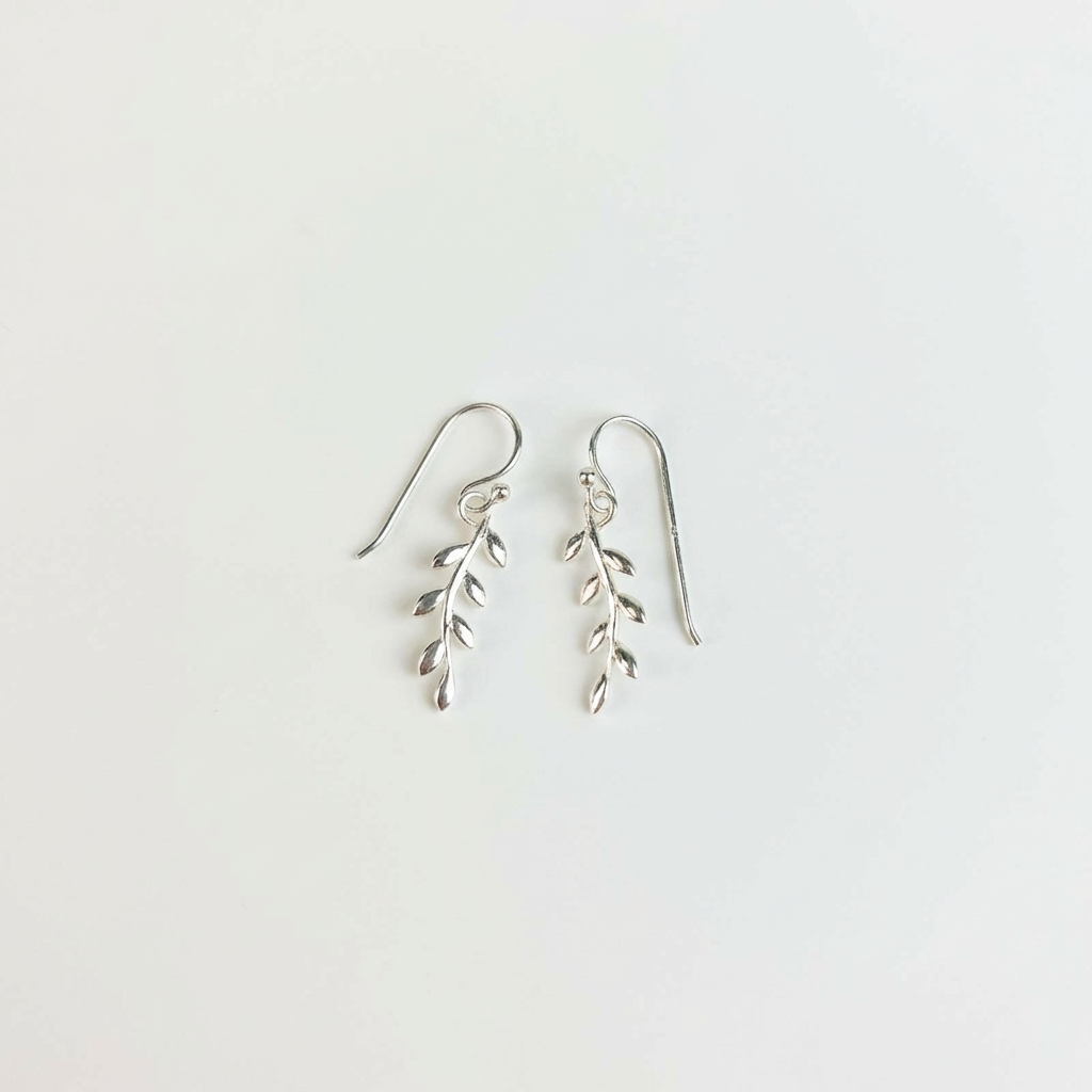 Caravanas Largas Hojas - Plata 925
