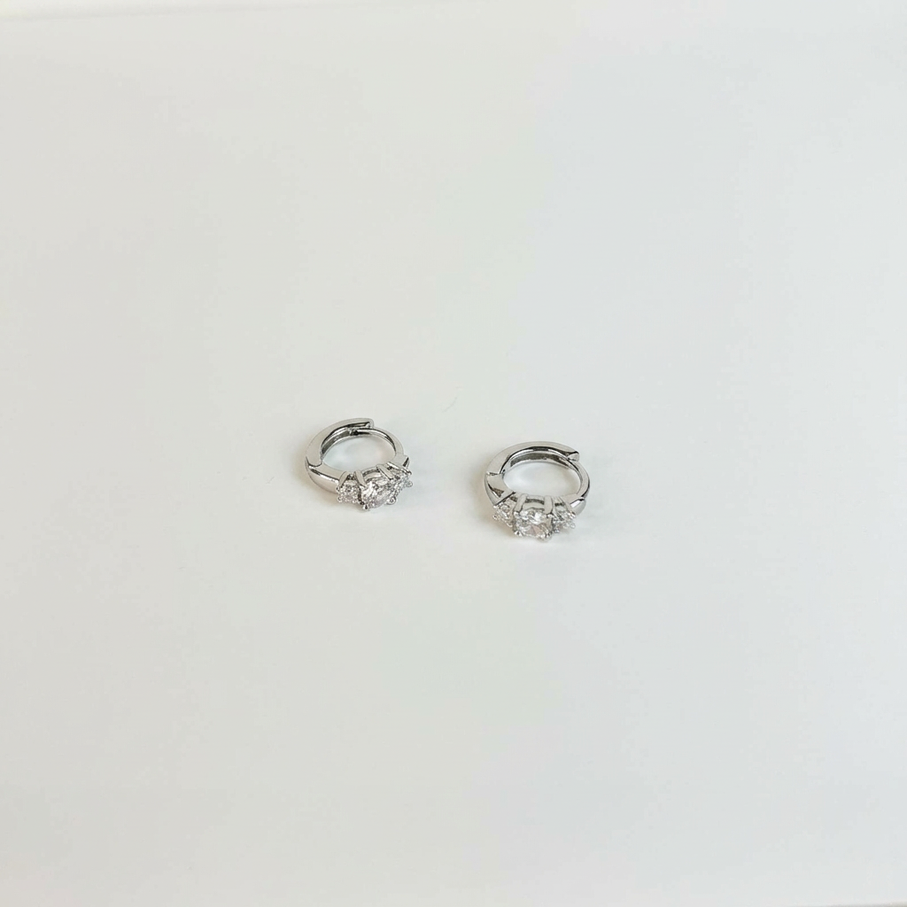 Caravanas Aro Triple Zirconia - Plata 925
