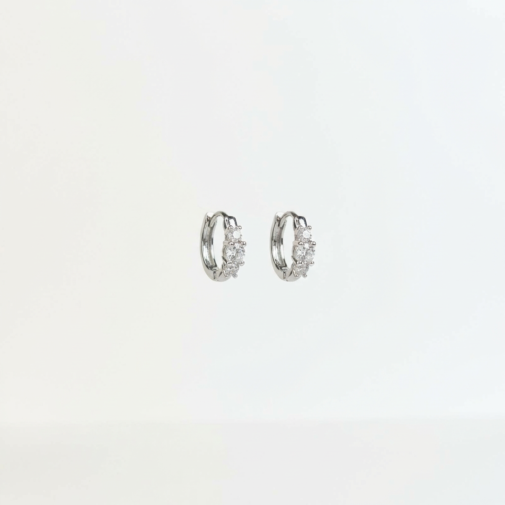Caravanas Aro Triple Zirconia - Plata 925