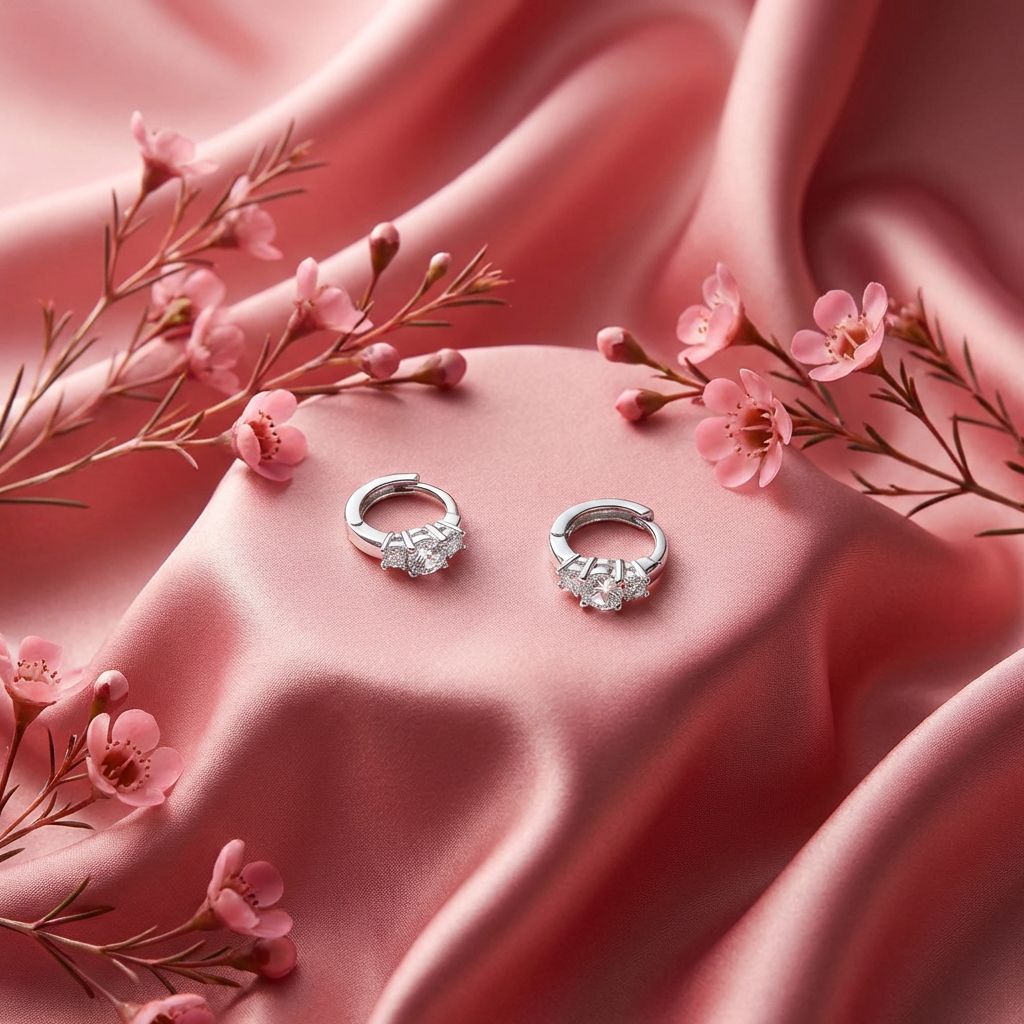 Caravanas Aro Triple Zirconia - Plata 925