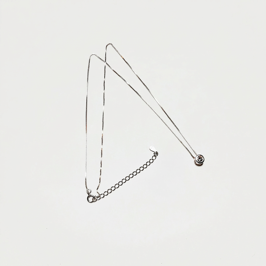 Cadena collar dije punto luz Zirconia 5mm - Plata 925