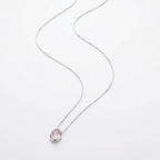 Cadena con Punto de luz oval de Cuarzo Rosa - Plata 925