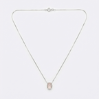 Cadena con Punto de luz oval de Cuarzo Rosa - Plata 925