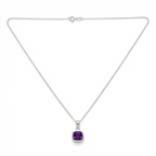 Collar Soga 50 cm con Dije Cuadrado de Amatista - Plata 925