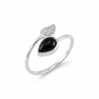 Anillo ajustable Flecha con Onix - Plata 925