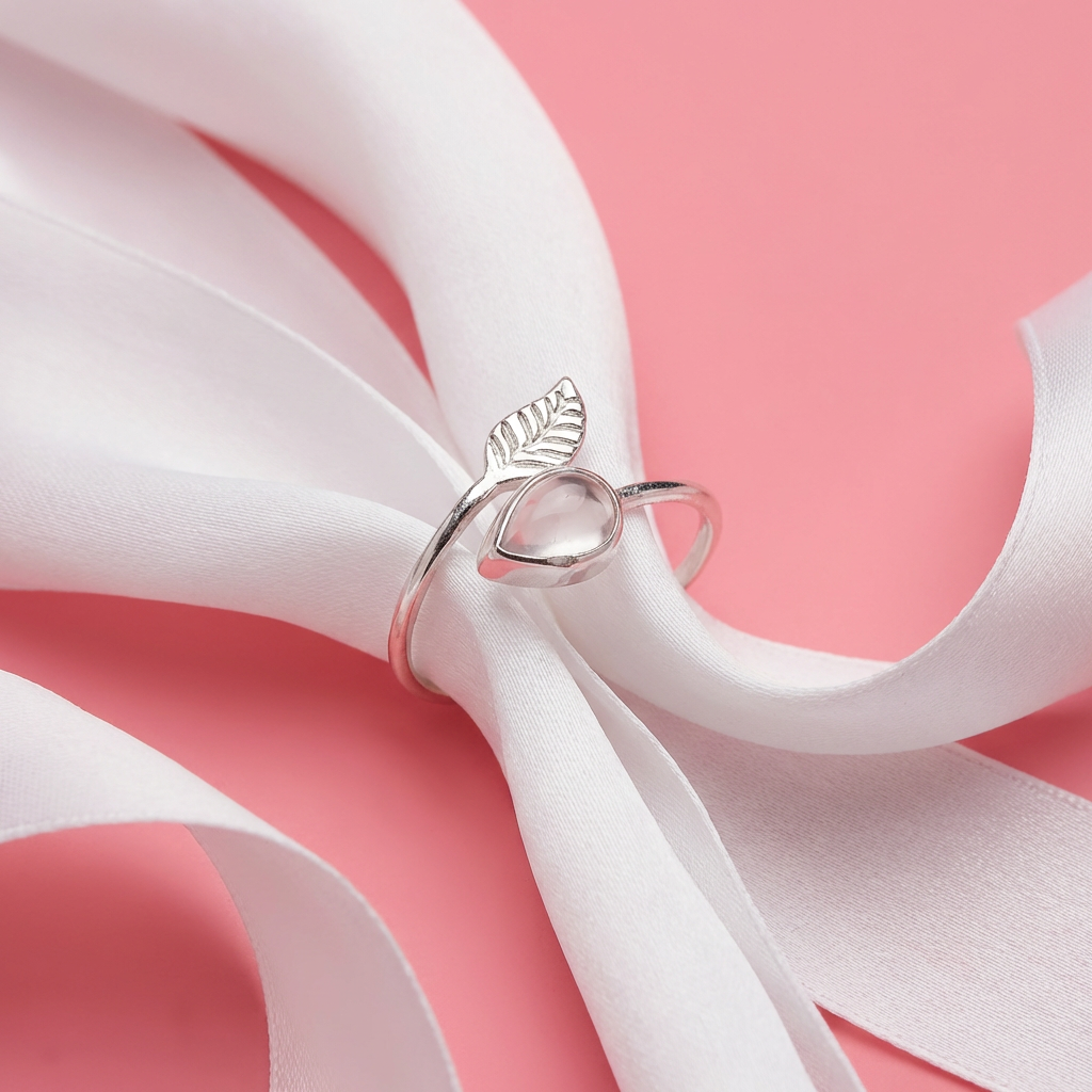 Anillo Ajustable Flecha con Cuarzo Rosa - Plata 925