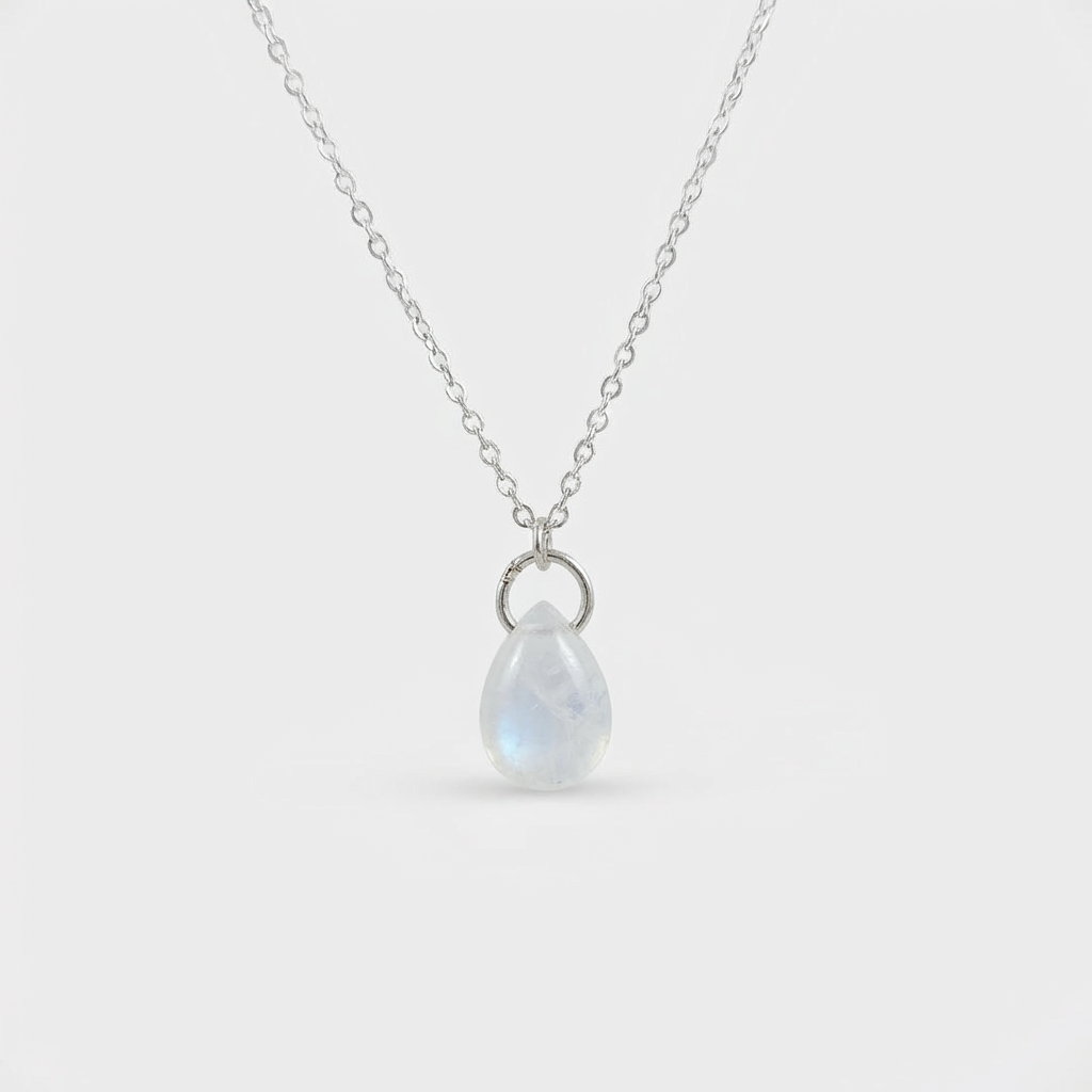 Collar Piedra Luna Gota - Plata 925