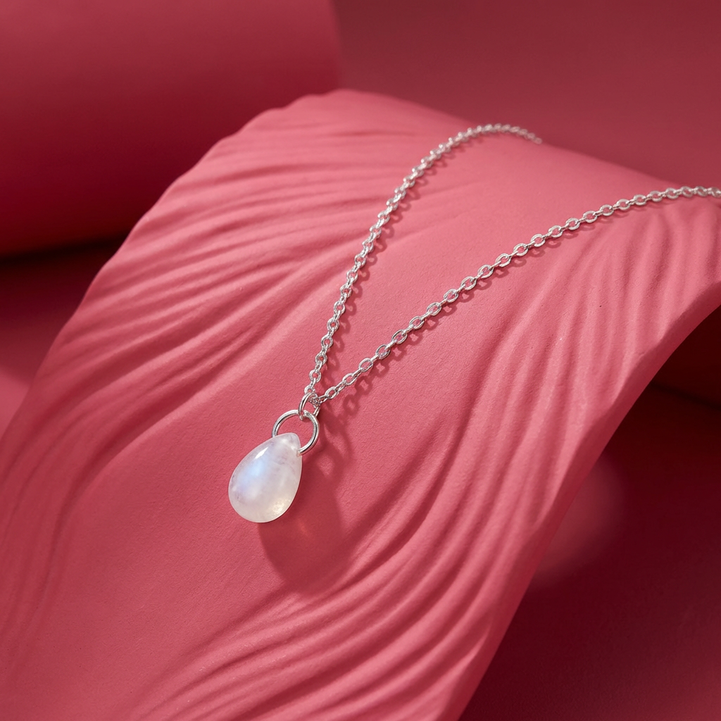 Collar Piedra Luna Gota - Plata 925