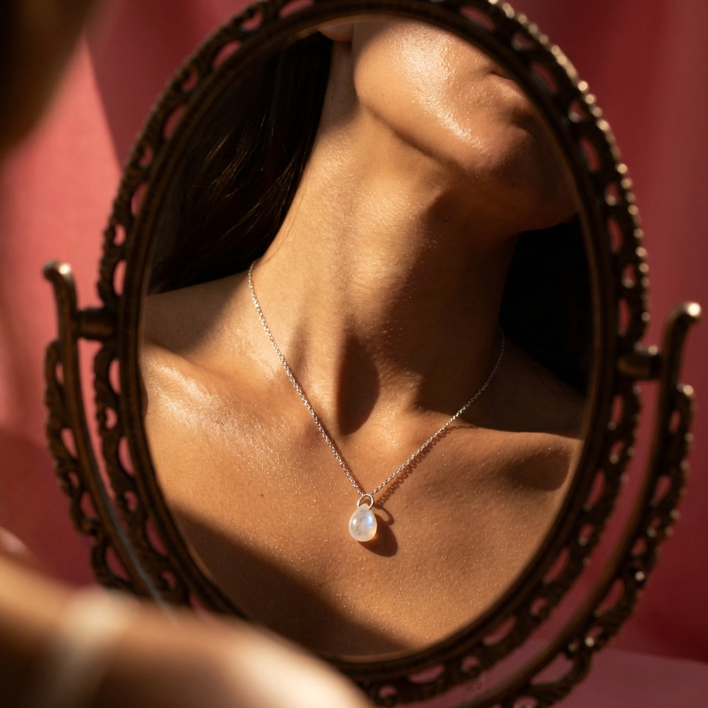 Collar Piedra Luna Gota - Plata 925