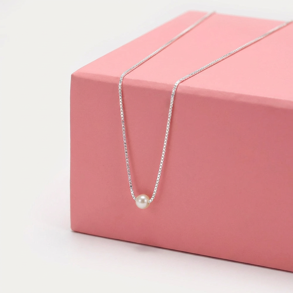 Conjunto cadena y Perla - Plata 925