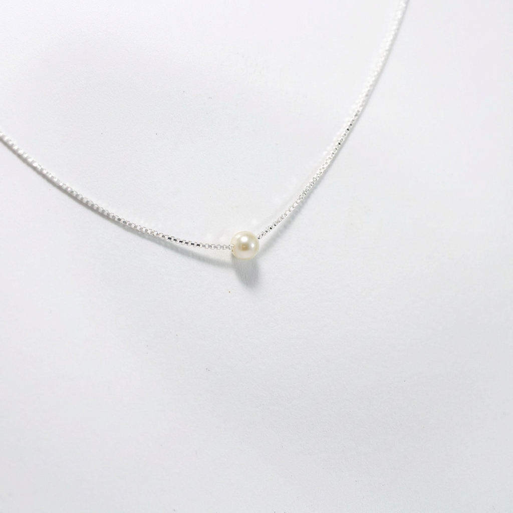 Conjunto cadena y Perla - Plata 925