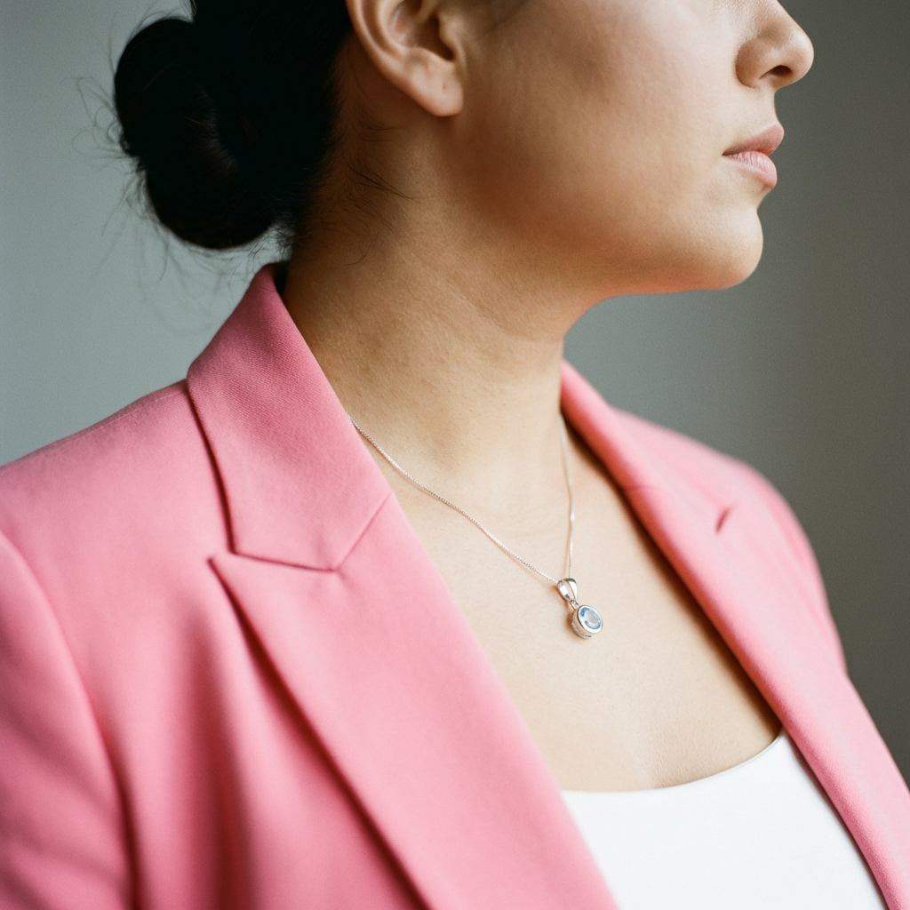 Collar Topacio Celeste Natural - Plata 925