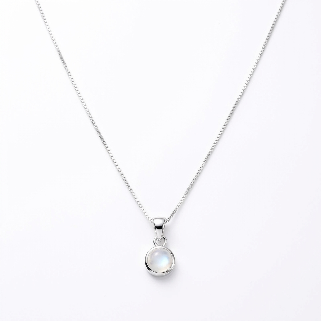 Collar Piedra Lunar Natural - Plata 925