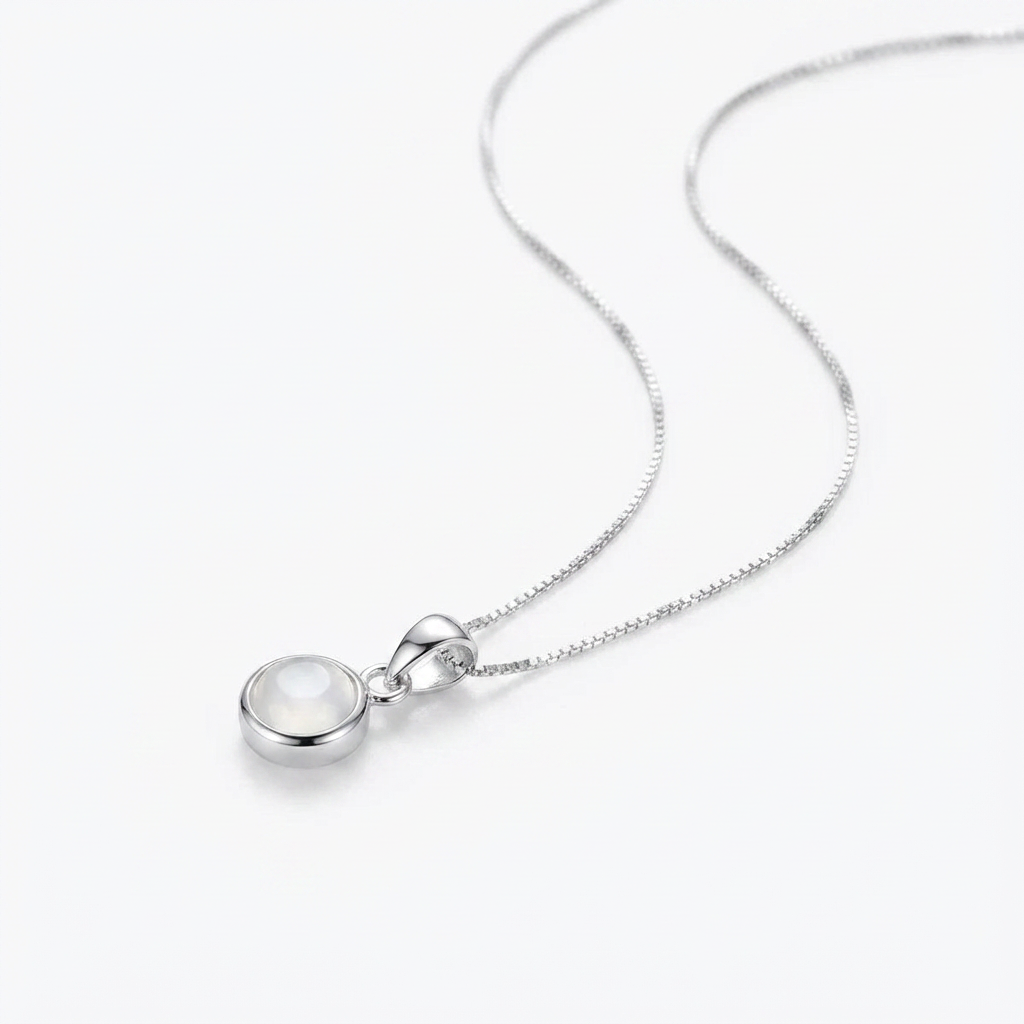 Collar Piedra Lunar Natural - Plata 925