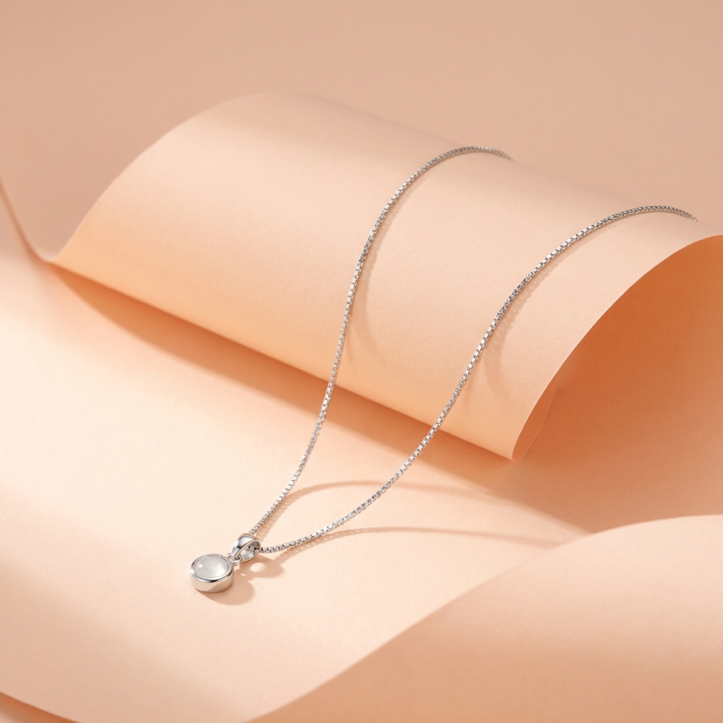 Collar Piedra Lunar Natural - Plata 925