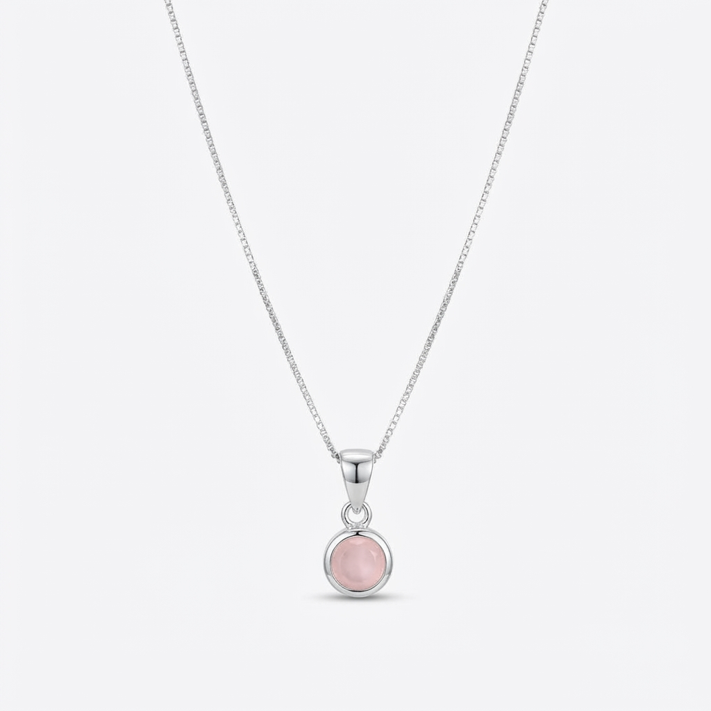 Collar Cuarzo Rosa Natural - Plata 925